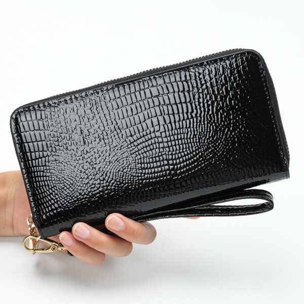 Chic Single Zipper Patent Leather Phone Case | Classy Crocodile Pattern